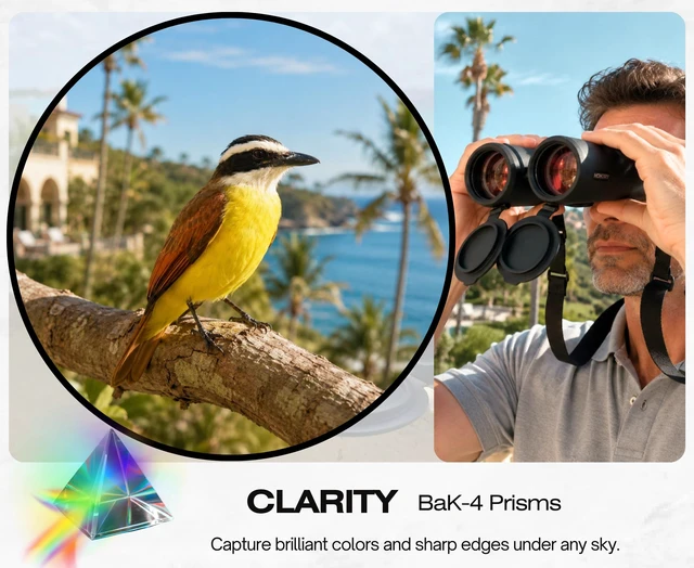 Alt view image 4 of 7 - 10x42 Binoculars with IPX7 Waterproof Protection Bird Watching, Hunting, Cruise Ship, Travel, Safari, Wildlife Viewing, Boating