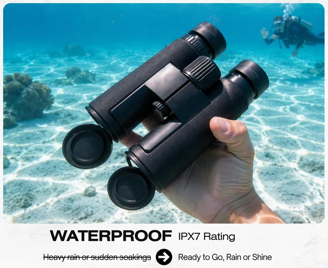 Alt view image 3 of 7 - 10x42 Binoculars with IPX7 Waterproof Protection Bird Watching, Hunting, Cruise Ship, Travel, Safari, Wildlife Viewing, Boating
