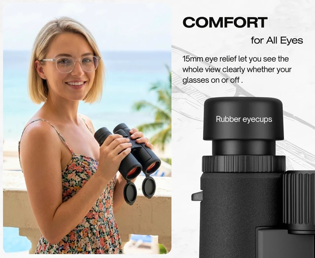 Alt view image 5 of 7 - 10x42 Binoculars with IPX7 Waterproof Protection Bird Watching, Hunting, Cruise Ship, Travel, Safari, Wildlife Viewing, Boating