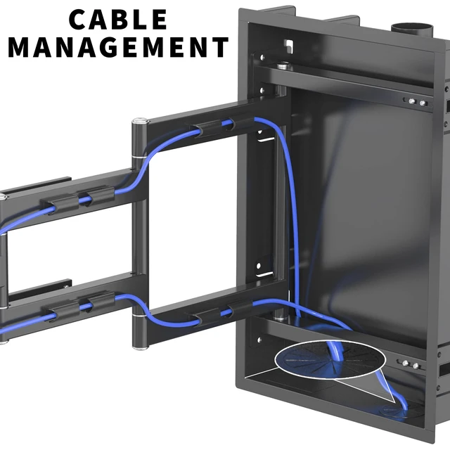 Alt view image 7 of 7 - Black 50-75 in Recessed TV Wall Mount, MOUNT-REC01 Sturdy Steel, LED LCD Television Mount, Articulating Full Motion in-Wall TV Bracket for Flush Installation, Holds 110 lbs