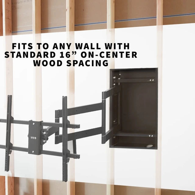 Alt view image 5 of 7 - Black 50-75 in Recessed TV Wall Mount, MOUNT-REC01 Sturdy Steel, LED LCD Television Mount, Articulating Full Motion in-Wall TV Bracket for Flush Installation, Holds 110 lbs