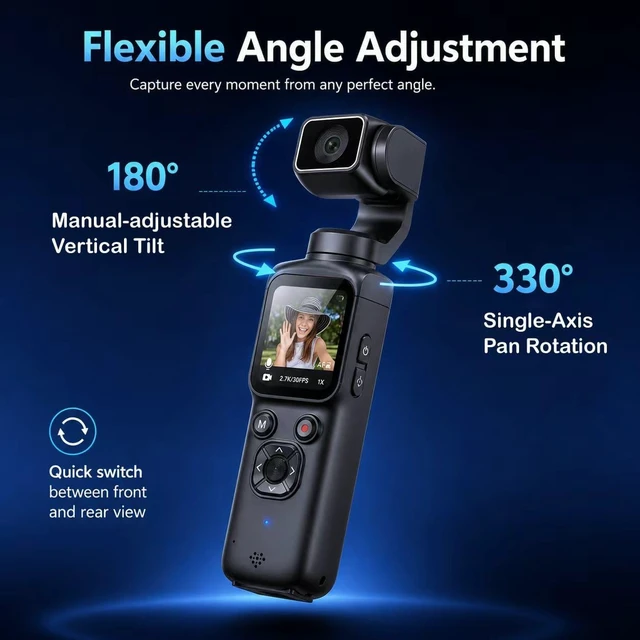 Alt view image 4 of 7 - 4K Pocket Vlogging Camera, 75MP Digital Camera with single-axis Horizontal 330°, 1.72" Touch Screen, Fast Auto Focusing, Face Auto-Detect, 4X Zoom for Daily Recording, Youtube Titktok INS Content