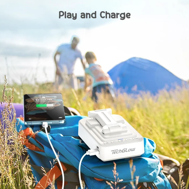 Alt view image 3 of 7 - Gifts for Men Women Foldable Cellphone Stand with Bluetooth Speaker Charging Function 360° Rotatable Phone Stand Birthday Gift Idea for Mom Dad Cool Tech Gifts-White