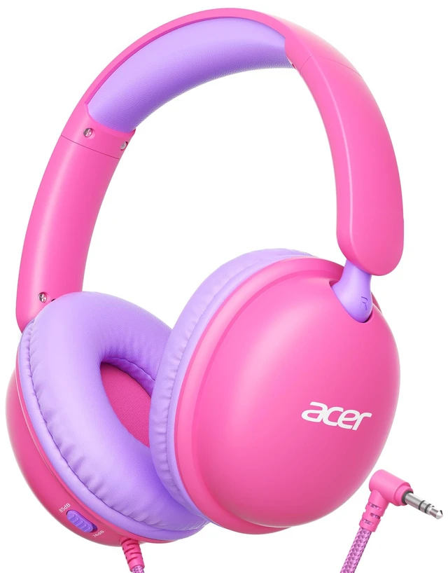Main image of OHW355 Kids Headphones with Cord for School,Over Ear Wired Headphones 74/85dB Volume Limit, Foldable 3.5mm Jack, Stereo Sound for Tablet/Computer/Travel/Chromebook-Pink Purple