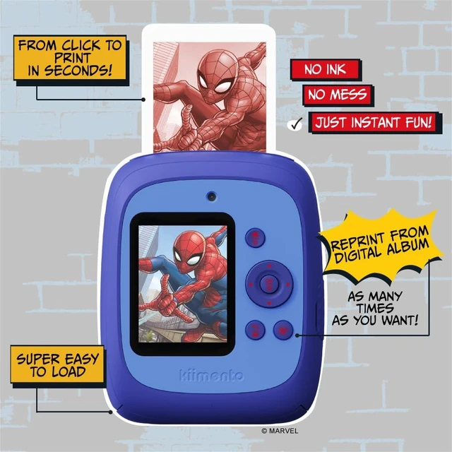 Alt view image 2 of 7 - kiimento Spider-Man Official Licensed Instant Print Digital Camera, 48MP Photo, 1080p Video, 5-Sec Ink-Free Prints, Selfie & Creator Mode, 32GB SD Card (Model P2)