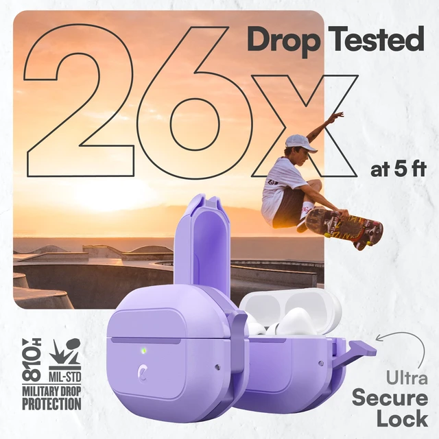 Alt view image 4 of 7 - for Waterproof AirPods Pro 2 Case Lock - Ultra Rugged Wild Lavender IP68 Water Proof, Dust Proof, Shockproof Protector, Heavy Duty Protection, Drop Proof Cover, Carabiner for iPods Pro 2nd Gen