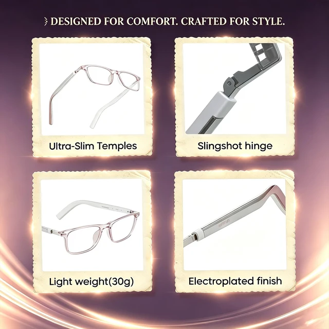 Alt view image 5 of 7 - Al Smart Glasses,Bluetooth Translation Glasses with 164 Languages-Pink Color-Change Lens, Music & Call, IP65 Waterproof, Free App, Fashion Audio Glasses for Meeting Driving Travelling,Thin Temples