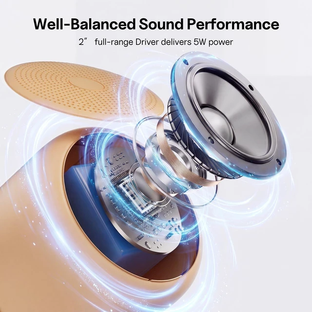 Alt view image 2 of 7 - Portable Bluetooth Speakers with Strap Mini Speaker, Orange IPX5 Waterproof, 20 Hours Playtime, Built-In Microphone, Wireless Speaker for Music, Podcasts, Videos, Travel