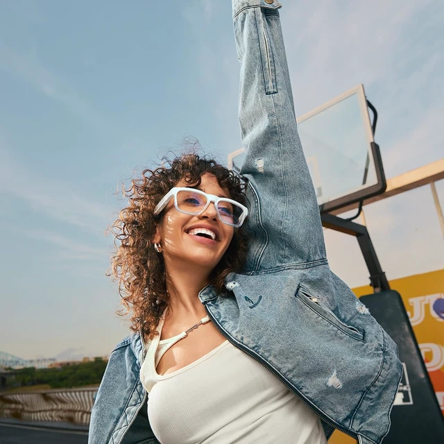 Alt view image 2 of 7 - Open Ear Smart Glasses, UV400 Z87.1 Lightweight Audio Bluetooth Glasses Up to 10H Playtime, Hands-Free Calling, Music Playback, Voice Control, Blue Light Blocking Lens, Unisex for Daily & Outdoor
