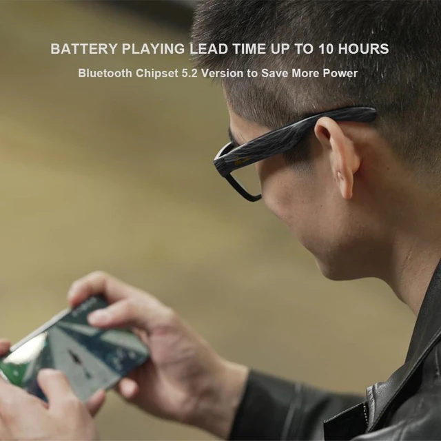 Alt view image 3 of 7 - Open Ear Smart Glasses, UV400 Z87.1 Lightweight Audio Bluetooth Glasses Up to 10H Playtime, Hands-Free Calling, Music Playback, Voice Control, Blue Light Blocking Lens, Unisex for Daily & Outdoor