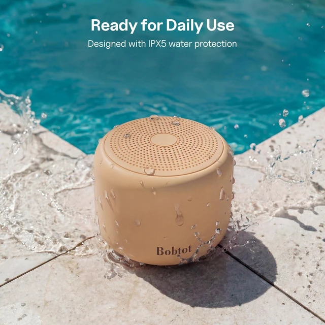 Alt view image 5 of 7 - Portable Bluetooth Speakers with Strap Mini Speaker, Orange IPX5 Waterproof, 20 Hours Playtime, Built-In Microphone, Wireless Speaker for Music, Podcasts, Videos, Travel