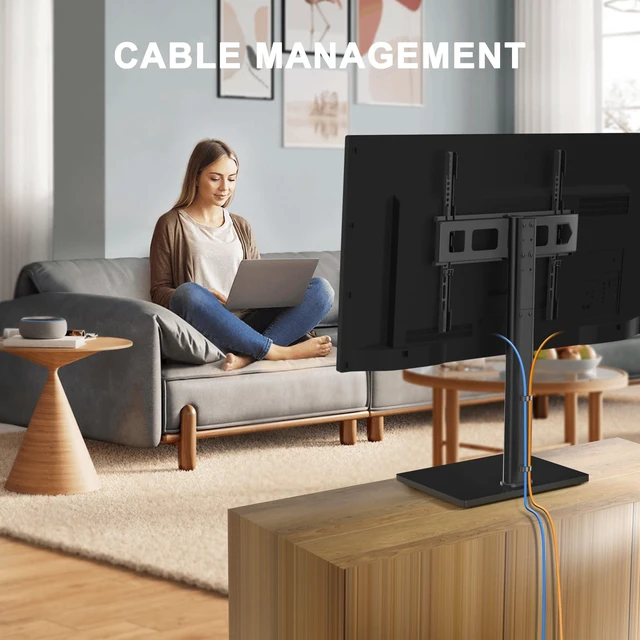 Alt view image 5 of 7 - Universal Swivel TV Stand Base Table Top TV Stand for 23-70 Inch TVs 70 Degree Swivel, 6 Height Adjustable Tall Monitor Mount Stand, Max VESA 400x400mm,Holds up to 88lbs TS206