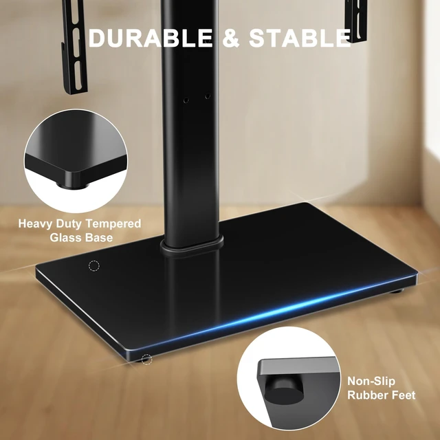 Alt view image 6 of 7 - Universal Swivel TV Stand Base Table Top TV Stand for 23-70 Inch TVs 70 Degree Swivel, 6 Height Adjustable Tall Monitor Mount Stand, Max VESA 400x400mm,Holds up to 88lbs TS206