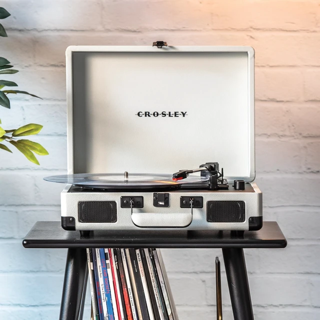 Alt view image 6 of 7 - CR8005DP-WF Cruiser Plus Record Player, White Farmhouse 3-Speed Turntable, Bluetooth In / Out, Built-in Stereo Speakers, Isolated Internal Speakers Minimize Vibration