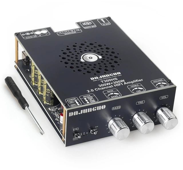Main image of T300HS Amplifier Board with Treble and Bass Control, DC 9-24V, BT and AUX Inputs, 2.0 Channel Stereo AMP Board for DIY Wireless Speakers, Password Free