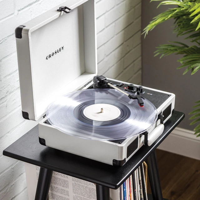 Alt view image 7 of 7 - CR8005DP-WF Cruiser Plus Record Player, White Farmhouse 3-Speed Turntable, Bluetooth In / Out, Built-in Stereo Speakers, Isolated Internal Speakers Minimize Vibration