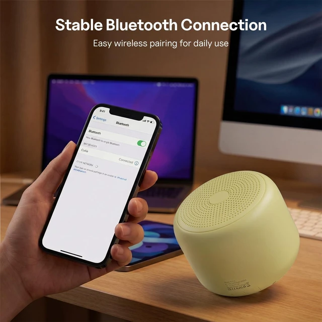 Alt view image 3 of 7 - Portable Bluetooth Speakers with Strap Mini Speaker, Beige IPX5 Waterproof, 20 Hours Playtime, Built-In Microphone, Wireless Speaker for Music, Podcasts, Videos, Travel