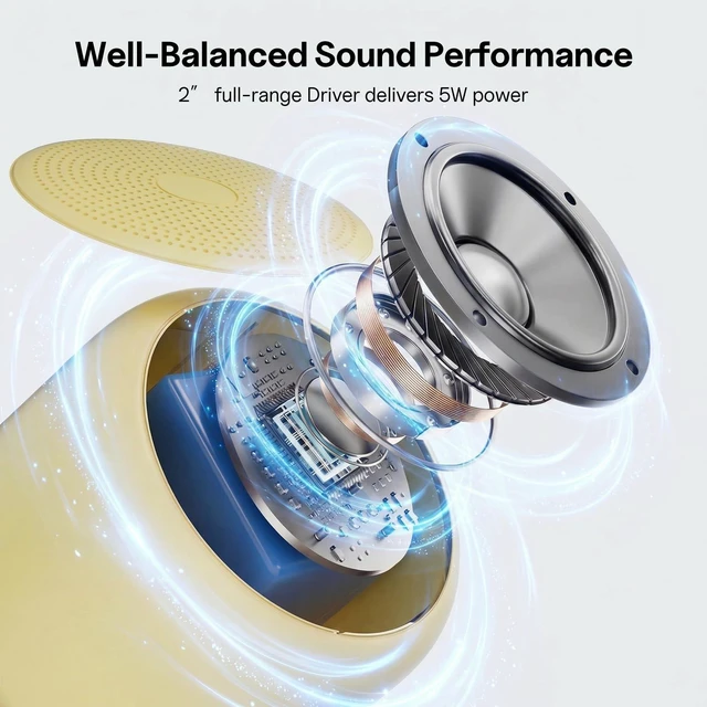 Alt view image 2 of 7 - Portable Bluetooth Speakers with Strap Mini Speaker, Beige IPX5 Waterproof, 20 Hours Playtime, Built-In Microphone, Wireless Speaker for Music, Podcasts, Videos, Travel