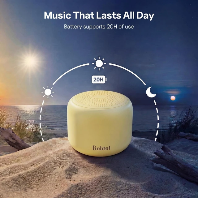 Alt view image 4 of 7 - Portable Bluetooth Speakers with Strap Mini Speaker, Beige IPX5 Waterproof, 20 Hours Playtime, Built-In Microphone, Wireless Speaker for Music, Podcasts, Videos, Travel