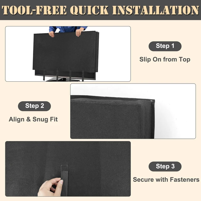 Alt view image 7 of 7 - TV Moving Dust Cover 75 Inch, Anti-Scratch Felt for 71"-75" Flat Screen TV 68"L × 40"H Television Protection, Bottom Strap Fastening, Dustproof, for Home Renovation, Pet Scratch Or Other Furniture