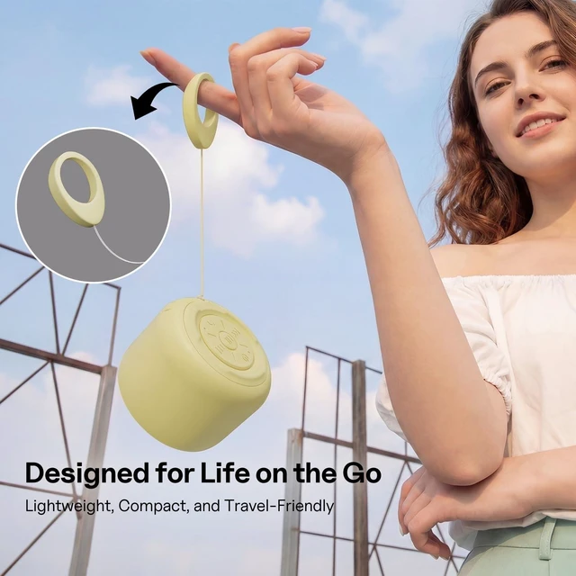 Alt view image 6 of 7 - Portable Bluetooth Speakers with Strap Mini Speaker, Beige IPX5 Waterproof, 20 Hours Playtime, Built-In Microphone, Wireless Speaker for Music, Podcasts, Videos, Travel