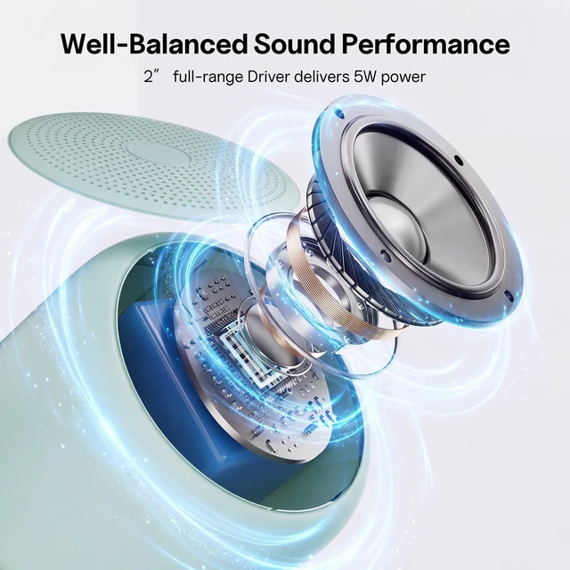 Alt view image 2 of 7 - Portable Bluetooth Speakers with Strap Mini Speaker, Green IPX5 Waterproof, 20 Hours Playtime, Built-In Microphone, Wireless Speaker for Music, Videos, Travel