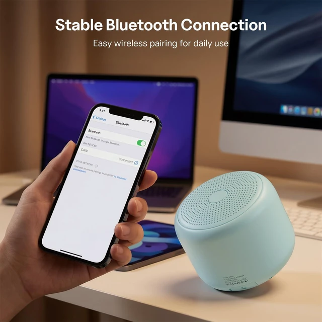 Alt view image 5 of 7 - Portable Bluetooth Speakers with Strap Mini Speaker, Green IPX5 Waterproof, 20 Hours Playtime, Built-In Microphone, Wireless Speaker for Music, Videos, Travel