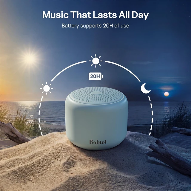 Alt view image 3 of 7 - Portable Bluetooth Speakers with Strap Mini Speaker, Green IPX5 Waterproof, 20 Hours Playtime, Built-In Microphone, Wireless Speaker for Music, Videos, Travel