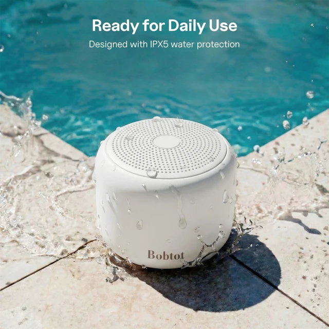 Alt view image 4 of 7 - Portable Bluetooth Speakers with Strap Mini Speaker, White IPX5 Waterproof, 20 Hours Playtime, Built-In Microphone, Wireless Speaker for Music, Podcasts, Videos, Travel