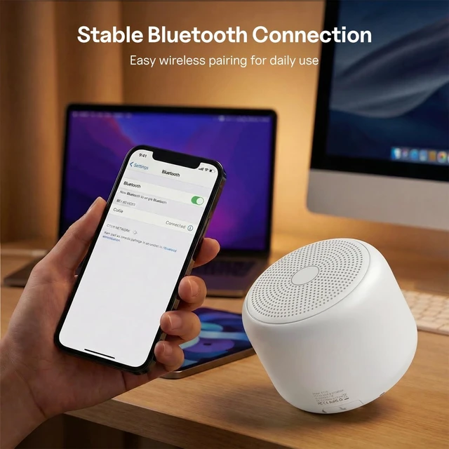 Alt view image 3 of 7 - Portable Bluetooth Speakers with Strap Mini Speaker, White IPX5 Waterproof, 20 Hours Playtime, Built-In Microphone, Wireless Speaker for Music, Podcasts, Videos, Travel