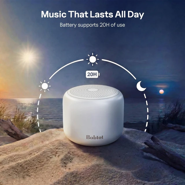 Alt view image 5 of 7 - Portable Bluetooth Speakers with Strap Mini Speaker, White IPX5 Waterproof, 20 Hours Playtime, Built-In Microphone, Wireless Speaker for Music, Podcasts, Videos, Travel