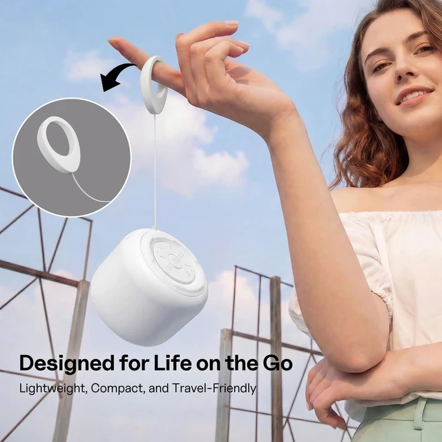 Alt view image 6 of 7 - Portable Bluetooth Speakers with Strap Mini Speaker, White IPX5 Waterproof, 20 Hours Playtime, Built-In Microphone, Wireless Speaker for Music, Podcasts, Videos, Travel