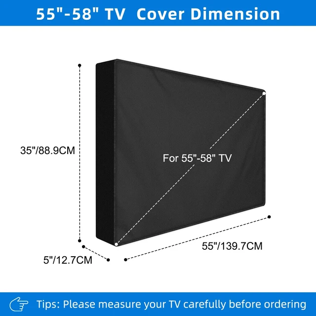 Alt view image 2 of 7 - Outdoor TV Cover 55 to 58 inch Weatherproof,600D Waterproof Full Protection TV Outdoor Covers for Outside Flat Screen TV, Black, Cover Size 55''W x 35''H x 5"D, Fit for Standard Mounts and Stands