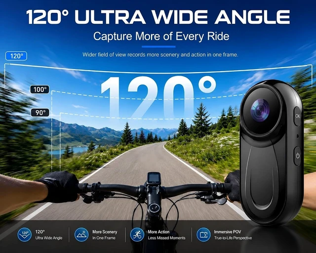 Alt view image 5 of 7 - Mini Body Camera 1080P, Thumb Action Camera 512G for Motorcycle/Bike Wearable Cam Lightweight 26g POV Video Recorder with 360° Rotating Clip & Magnetic Clip for Cycling Vlogging, Travel, Riding