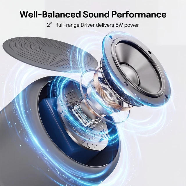 Alt view image 2 of 7 - Portable Bluetooth Speakers with Strap Mini Speaker, Dark Gray IPX5 Waterproof, 20 Hours Playtime, Built-In Microphone, Wireless Speaker for Music, Podcasts, Videos, Travel