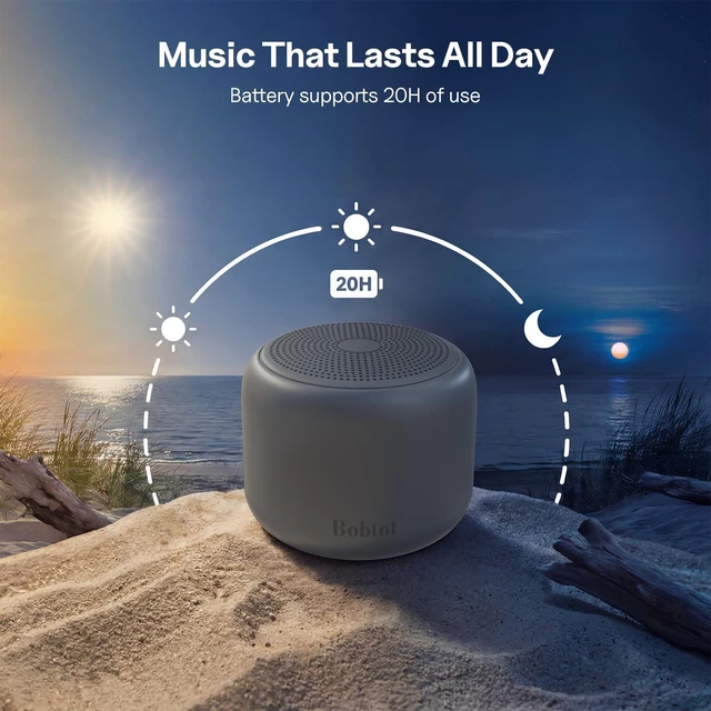 Alt view image 4 of 7 - Portable Bluetooth Speakers with Strap Mini Speaker, Dark Gray IPX5 Waterproof, 20 Hours Playtime, Built-In Microphone, Wireless Speaker for Music, Podcasts, Videos, Travel