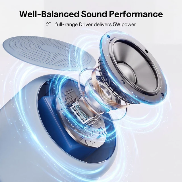 Alt view image 2 of 7 - Portable Bluetooth Speakers with Strap Mini Speaker, Blue IPX5 Waterproof, 20 Hours Playtime, Built-In Microphone, Wireless Speaker for Music, Podcasts, Videos, Travel