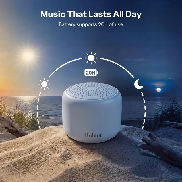 Alt view image 5 of 7 - Portable Bluetooth Speakers with Strap Mini Speaker, Blue IPX5 Waterproof, 20 Hours Playtime, Built-In Microphone, Wireless Speaker for Music, Podcasts, Videos, Travel