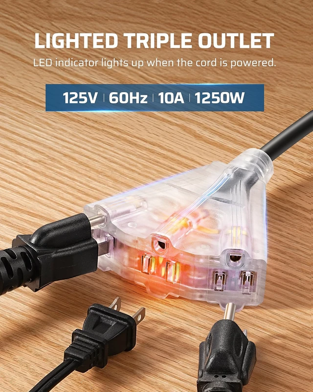 Alt view image 7 of 7 - 75FT Retractable Extension Cord Reel, UL Listed, Black Lighted Triple Outlets, 14/3C SJTOW, 10A Circuit Breaker, Ceiling/Wall Mount, 180° Swivel Bracket for Garage, Workshop