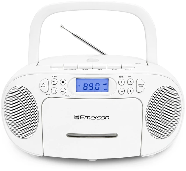 Main image of EPB-3003 Portable CD Cassette Boombox with AM FM Radio - White With CD-R & CD-RW. Tape Recording. Programmable Station Presets. AUX & Headphone Jack. AC or Battery Power