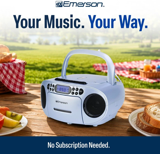 Alt view image 2 of 7 - EPB-3003 Portable CD Cassette Boombox with AM FM Radio - Light Blue With CD-R & CD-RW. Tape Recording. Programmable Station Presets. AUX & Headphone Jack. AC or Battery Power