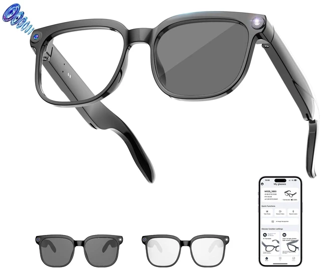 Main image of AI Smart Glasses with 8MP Camera, 4K Video and 139-Language Translation Photochromic Lens, Open-Ear Speakers,Object Recognition, ChatGPT Assistant,Hi-Fi Audio,IPX5 waterproof,Gift Selection