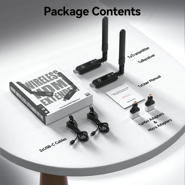 Alt view image 7 of 7 - Wireless HDMI Transmitter and Receiver Kit, 5GHz Long Range 1148ft (350m), Plug & Play 1080P Full HD,TX+RX (Expandable to 6 Screens), Compatible with Laptop/Camera/Projector/HDTV deep Black