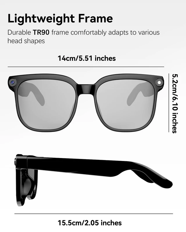 Alt view image 7 of 7 - AI Smart Glasses with 8MP Camera, 4K Video and 139-Language Translation Photochromic Lens, Open-Ear Speakers,Object Recognition, ChatGPT Assistant,Hi-Fi Audio,IPX5 waterproof,Gift Selection