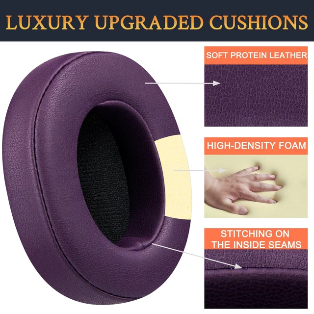 Alt view image 3 of 4 - Replacement Earpads for Skullcandy Hesh 3/ANC/Evo & Crusher Wireless/540/ANC/Evo & Venue ANC Over-Ear Headphones, Ear Pads Cushions with Protein Leather, Noise Isolation Foam - Dark Purple