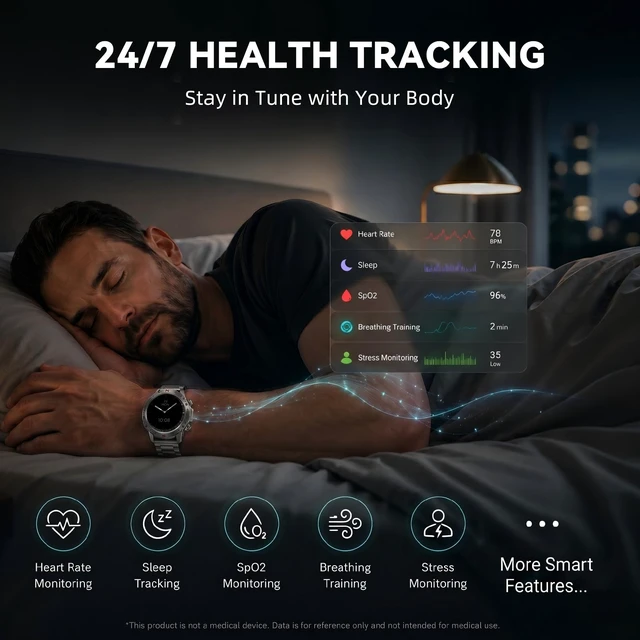Alt view image 4 of 7 - Rugged Smart Watch for Men, 1.43" AMOLED 5ATM Waterproof, 2 Bands Bluetooth Calling, Fitness Tracker, 15-Day Battery, 178+ Sports Modes, Heart Rate, Sleep & SpO2 Monitor, For Android & iPhone