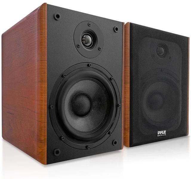 Main image of 6.5" Home Audio Speakers, 2-Way Passive Bookshelf, 240W Max Power, 1" Silk Dome Tweeter, Composite Woofer, Gold Plated 5 Way Binding Post, Rubber Surrounds, Beautiful Wood Grain Finish - Pair