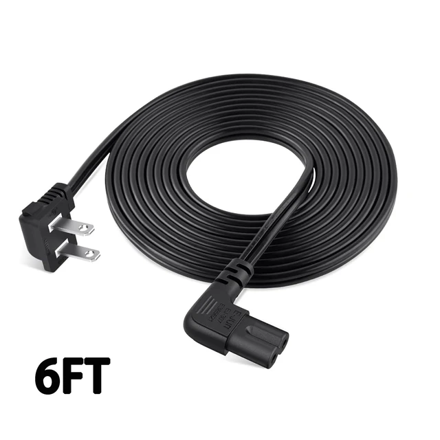 Alt view image 7 of 7 - 6FT TV Power Cord for LG TV 24" 28" 32" 40" 43" 48" 49" 50" 55" 60" 65" 75" 80" 85" Inch, 90 Degree Angled 18AWG 2-Prong to L-Shaped C7 Power Cord for LG 43LH570A 55UH6090 55LH575A Charger Cable
