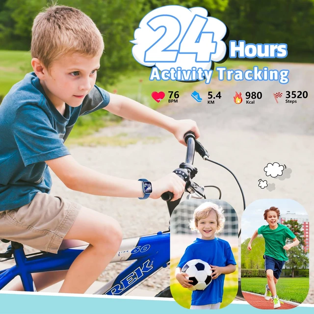 Alt view image 4 of 6 - Smart Watch for Kids Fitness Tracker No Phone/APP Needed,19 Sport Mode,1.5" DIY Dial,IP68 Waterproof,Sleep Monitor,Pedometers,Heart Rate,Great Birthday Gift for Boys Girls Teens 6-14 Year Olds (Blue)