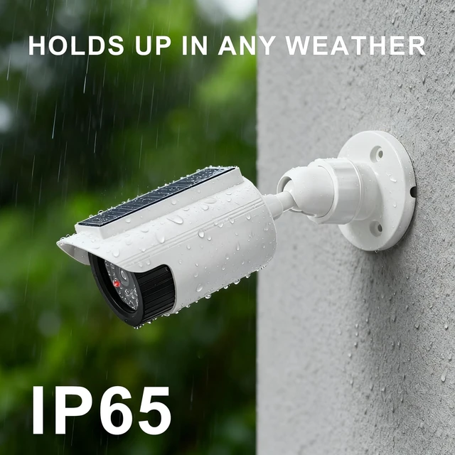 Alt view image 6 of 7 - Solar Powered Fake Camera with Red Light, 2 Pack, White (SOLTC-W4) Dummy Cameras for Outside, Wireless Simulated Cam, Realistic Look, Solar Panel, Weatherproof